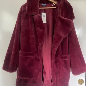 Democracy Deep Red Faux Fur Jacket
